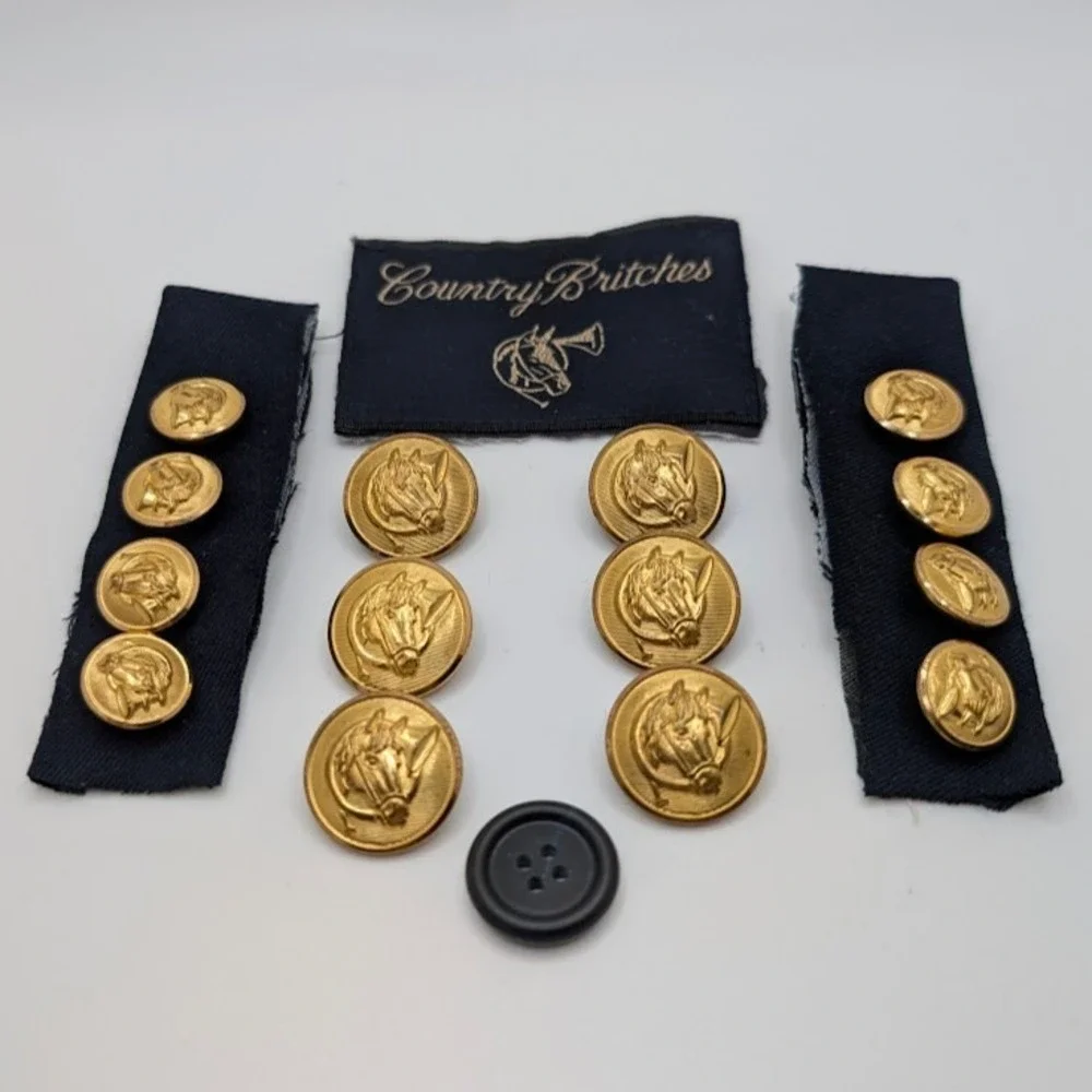 Country Britches‎ Replacement Buttons Gold Horse Horn Dbl. Breasted Waterbury